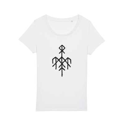 Wardruna - Black Rune Logo on Women's White T-Shirt - Nordic Music Merch